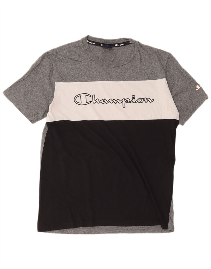 Champion Herre grafisk T-shirt Top Medium Flerfarvet Colourblock Bomuld