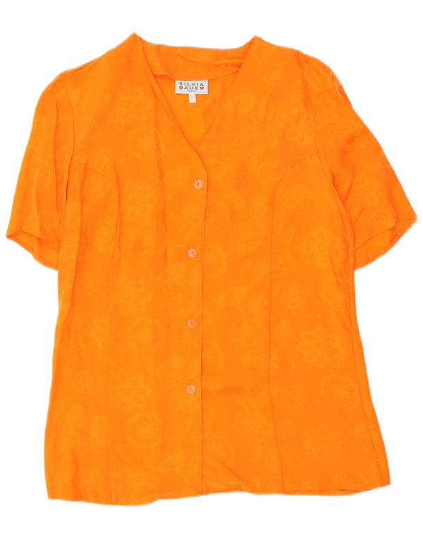 Silvia Bauer Kortærmet skjortebluse til kvinder UK 16 Large Orange Floral
