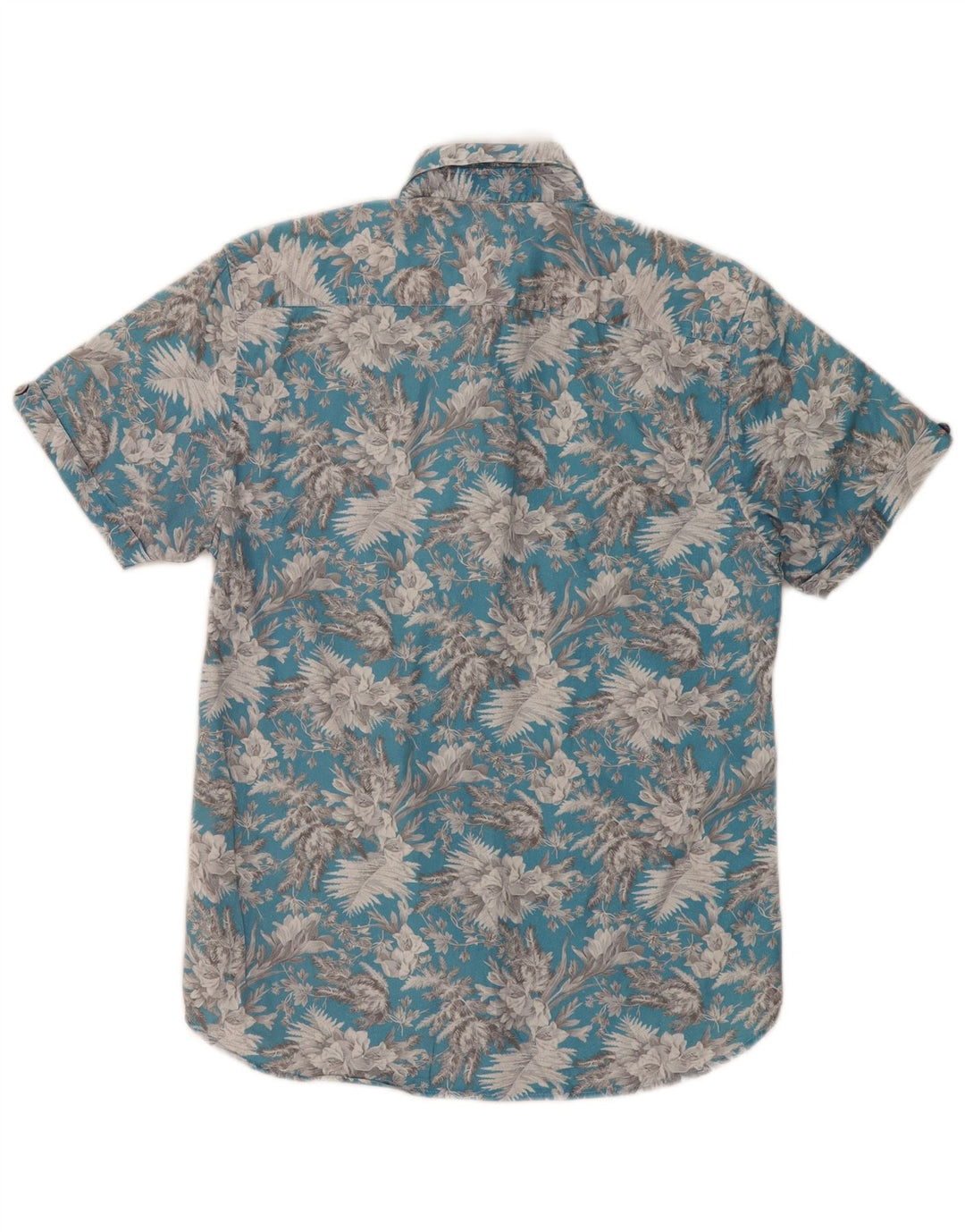 Ted Baker Herre kortærmet skjorte størrelse 3 Medium Blue Floral Cotton