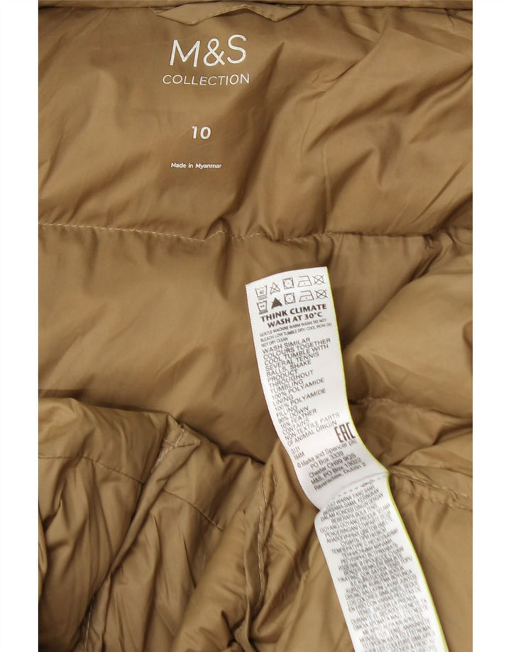 Marks & Spencer Dame Hætte Oversized Polstret Frakke UK 10 Small Beige