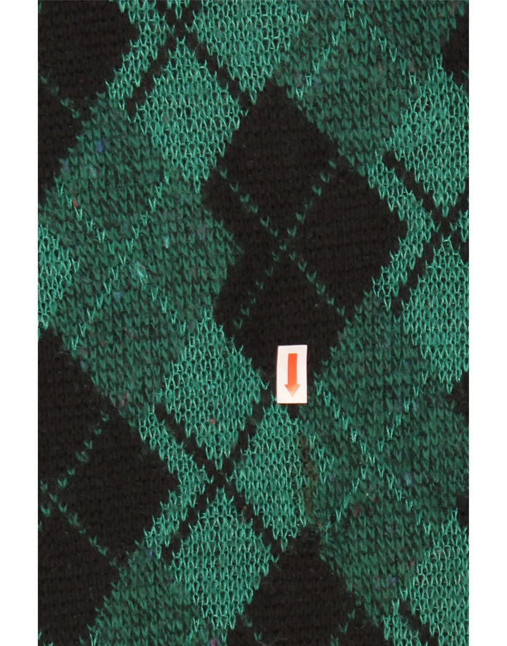 Vintage Herre Crew Neck Jumper Sweater IT 48 Medium Green Argyle/Diamond