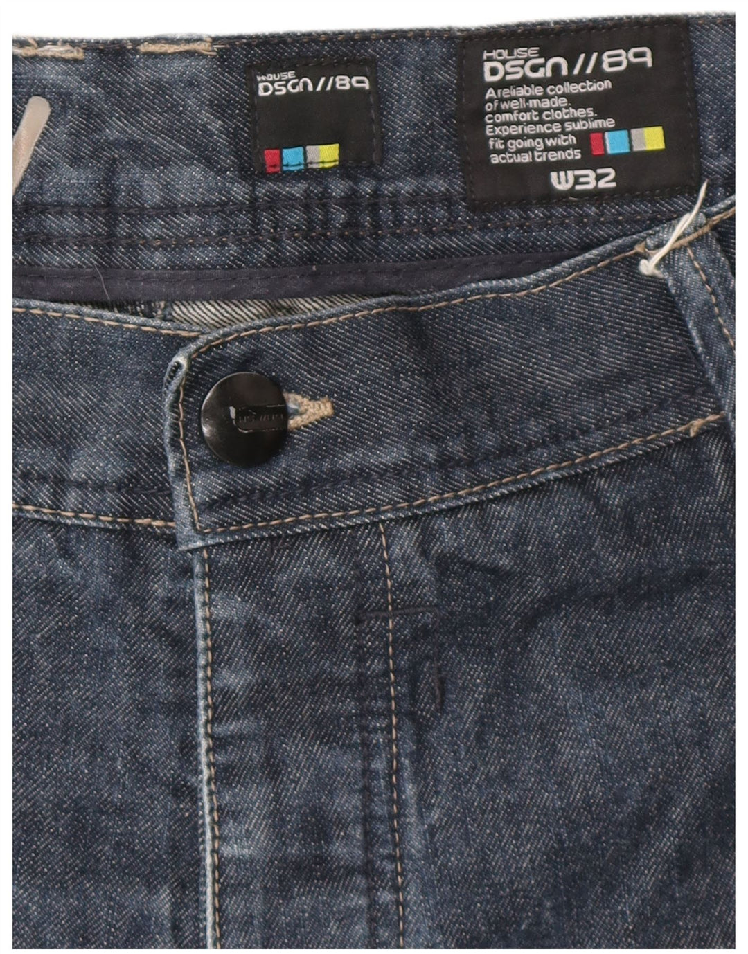 Vintage Herre Cargo Denim Shorts W32 Medium Navy Blue