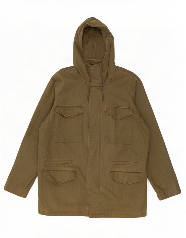 Levi's Herre Hooded Utility Jacket UK 42 XL Khaki Cotton