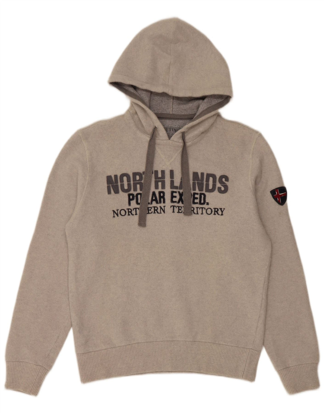 NORTH LANDS Womens Graphic Jumper Sweater UK 18 XL Grey Wool