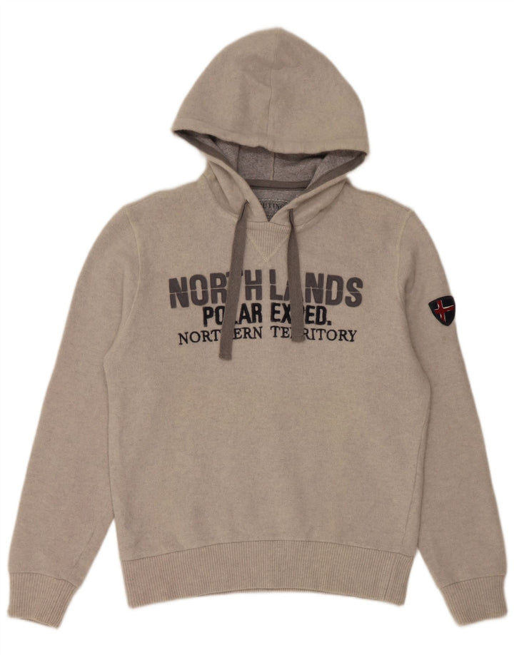 NORTH LANDS Womens Graphic Jumper Sweater UK 18 XL Grey Wool