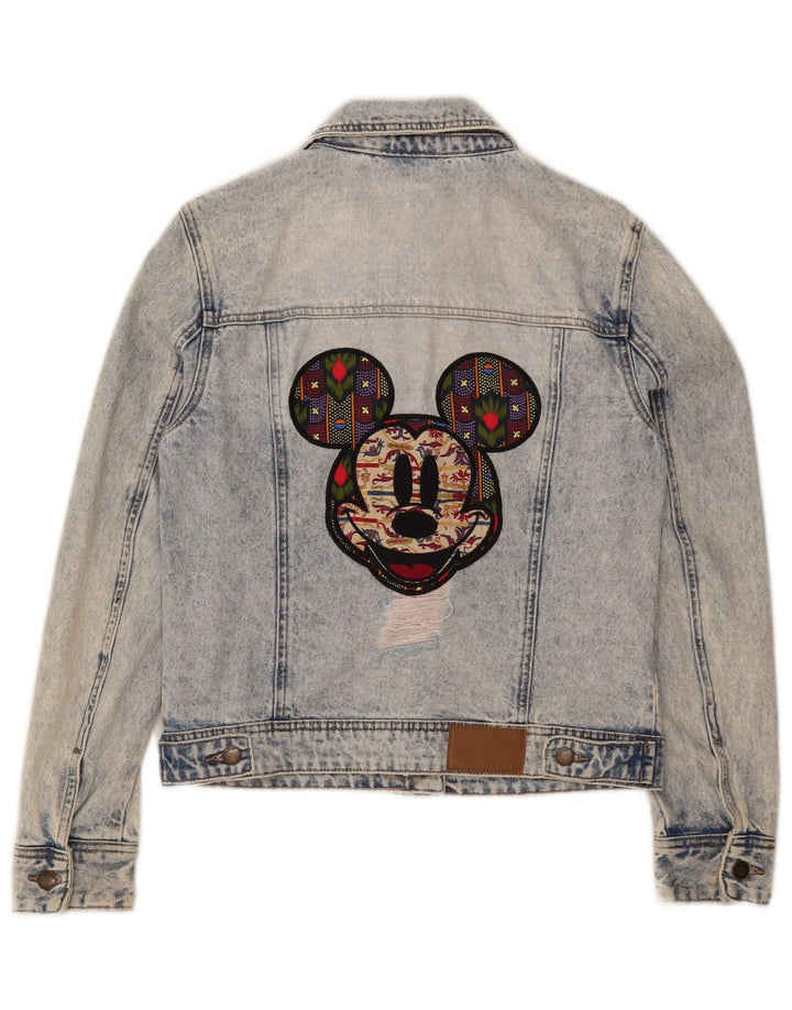 Desigual Mickey Mouse grafisk denimjakke til kvinder, UK 10 Lille blå bomuld