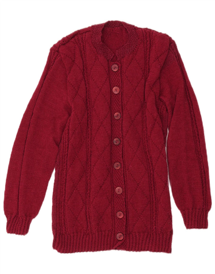 VINTAGE Dame Cardigan Sweater UK 8 Small Burgundy