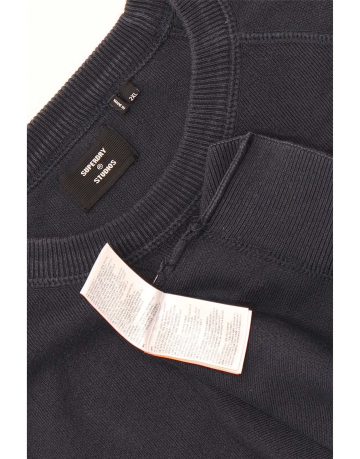 Superdry Sweatshirt Jumper til mænd 2XL marineblå bomuld