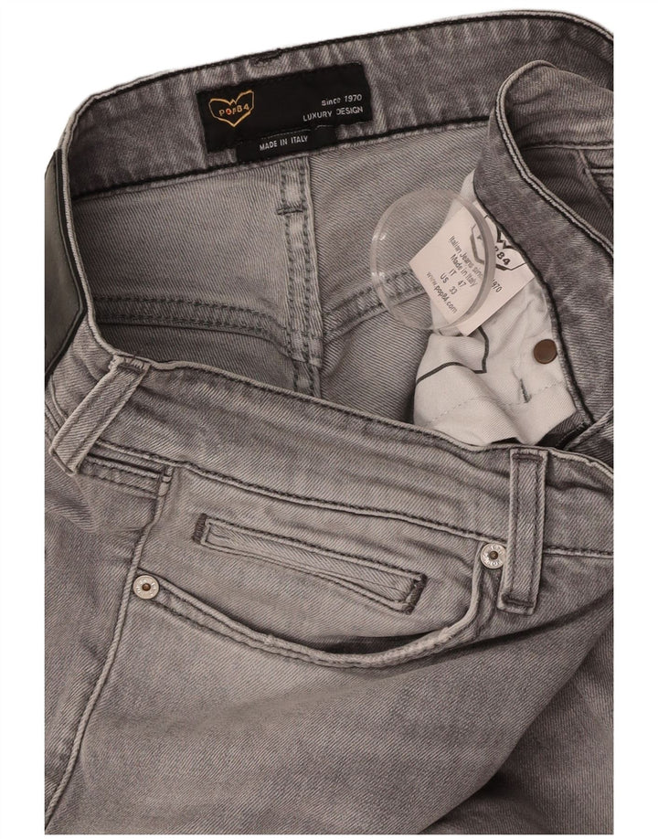 POP 84 Mænd Distressed Slim Jeans W33 L29 Grå Bomuld
