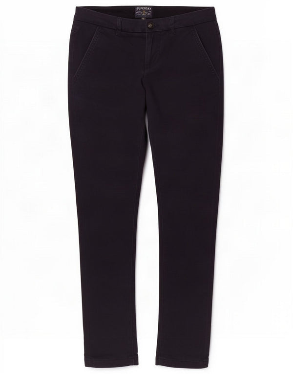 Superdry Womens Slim Chino Trousers Small W27 L30 Navy Blue Cotton