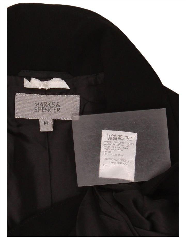 Marks & Spencer Dame 2-knaps blazerjakke UK 14 Medium Sort Polyester