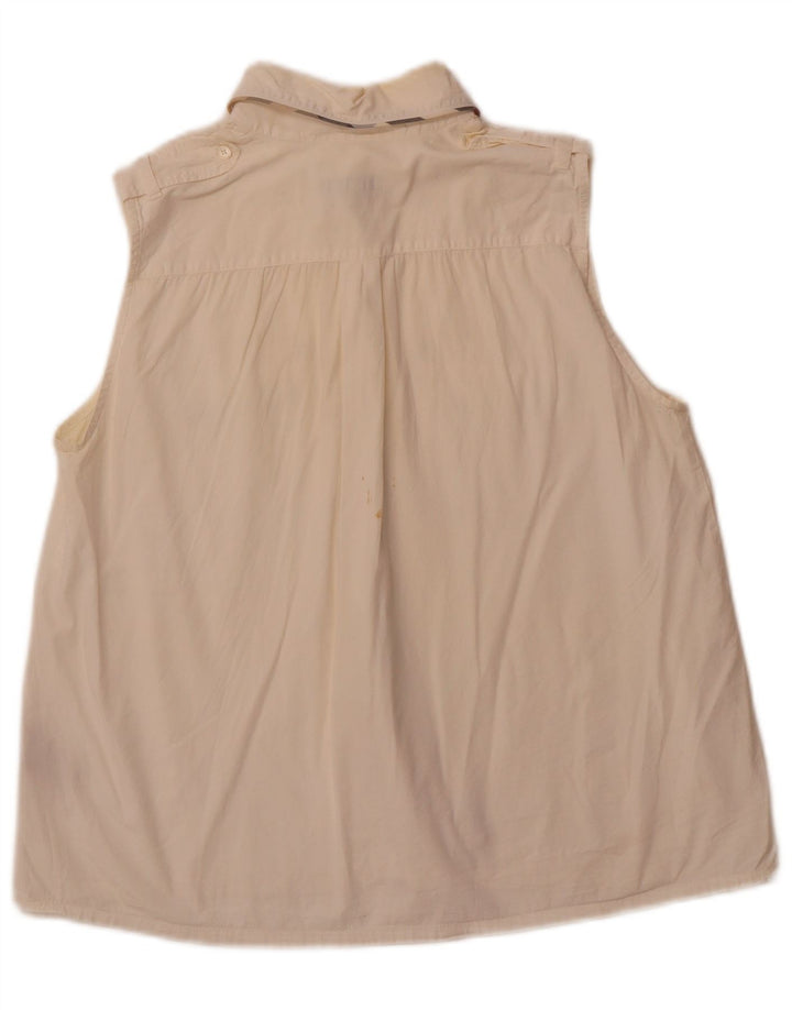 BURBERRY Militærskjorte uden ærmer til kvinder UK 14 Stor råhvid bomuld