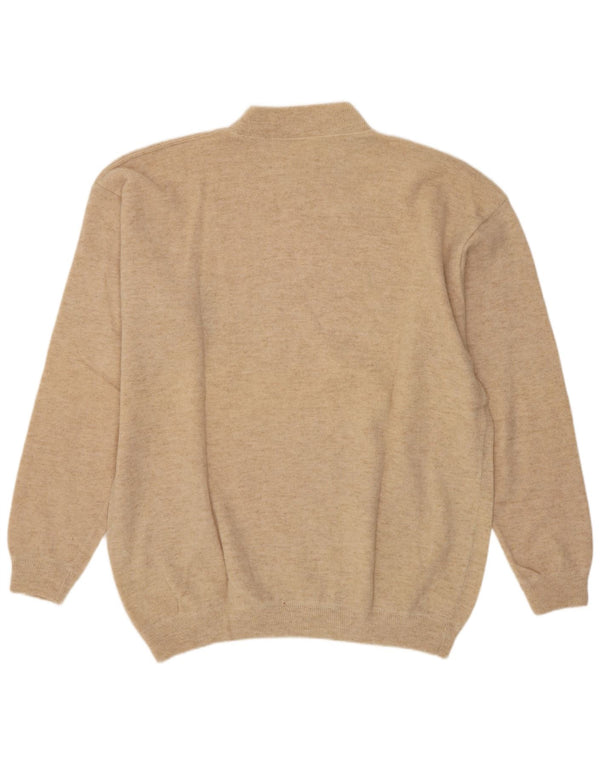 Vintage Dame Turtle Neck Jumper Sweater UK 18 XL Beige Lammeuld