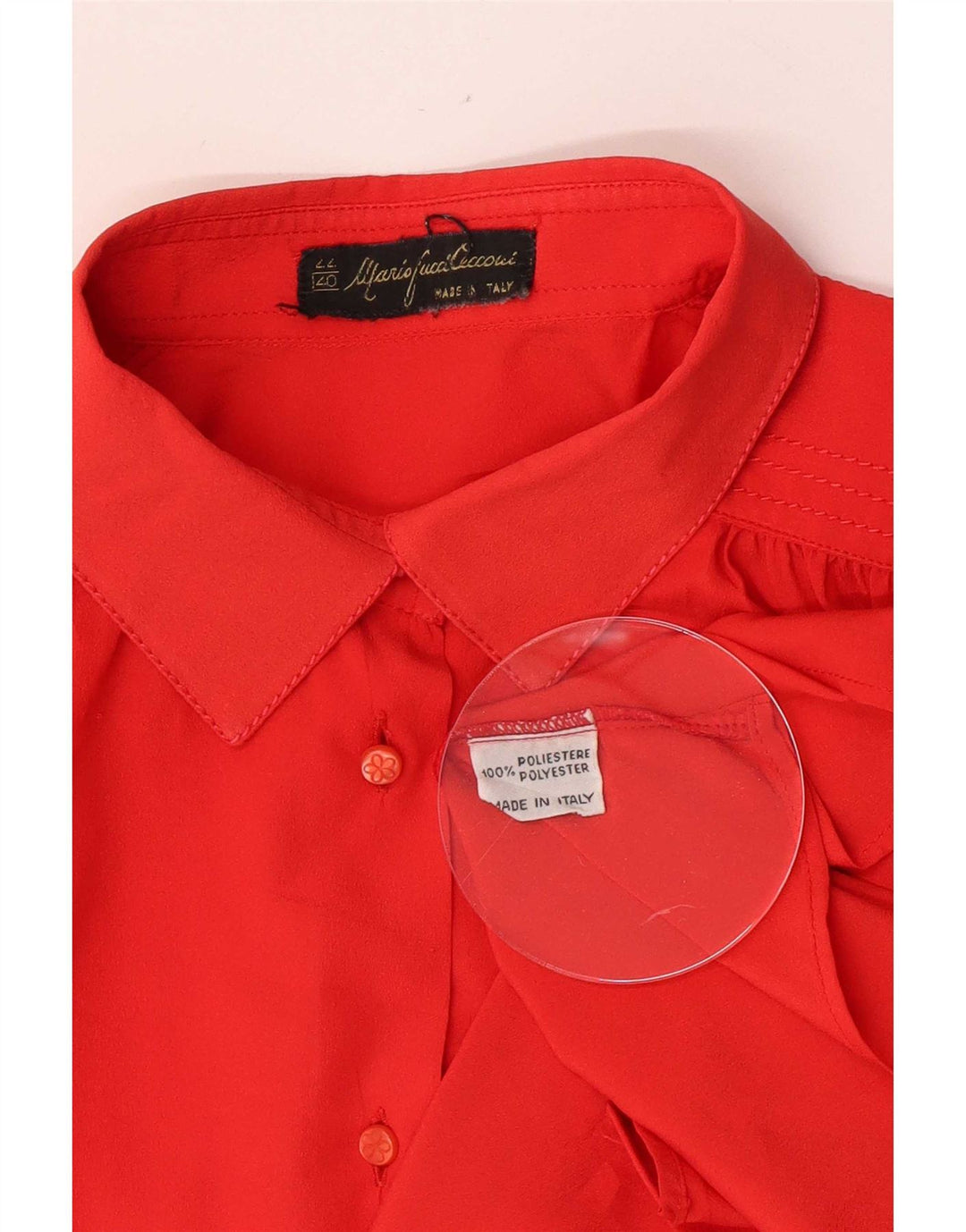 Mario Pucci Cecconi Dame Loose Fit skjortebluse IT 40 Lille rød polyester