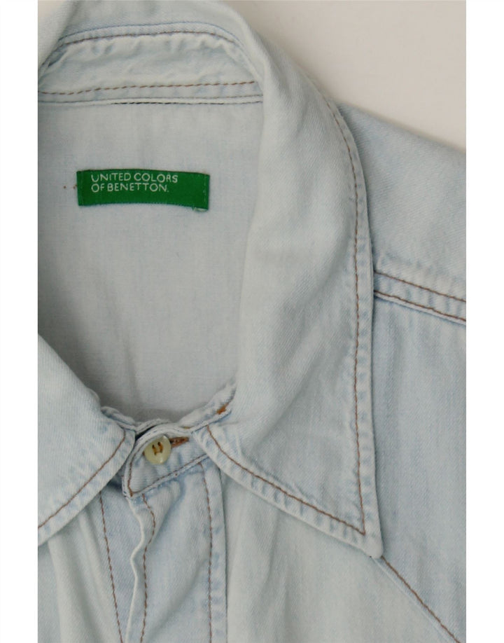 BENETTON Mens Denim Shirt Medium Blue Cotton Vintage Benetton and Second-Hand Benetton from Messina Hembry 