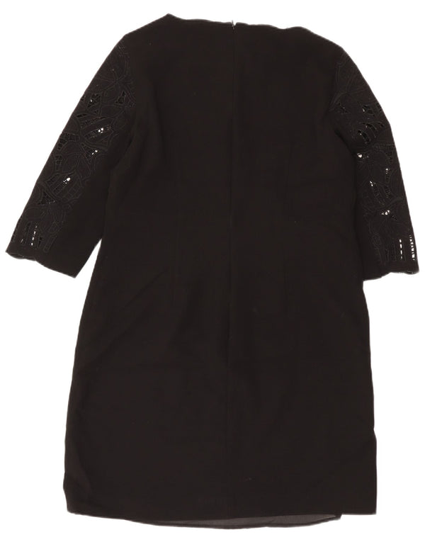 Hobbs Kvinders 3/4-ærmede Skedekjole UK 14 Large Black Floral Polyester