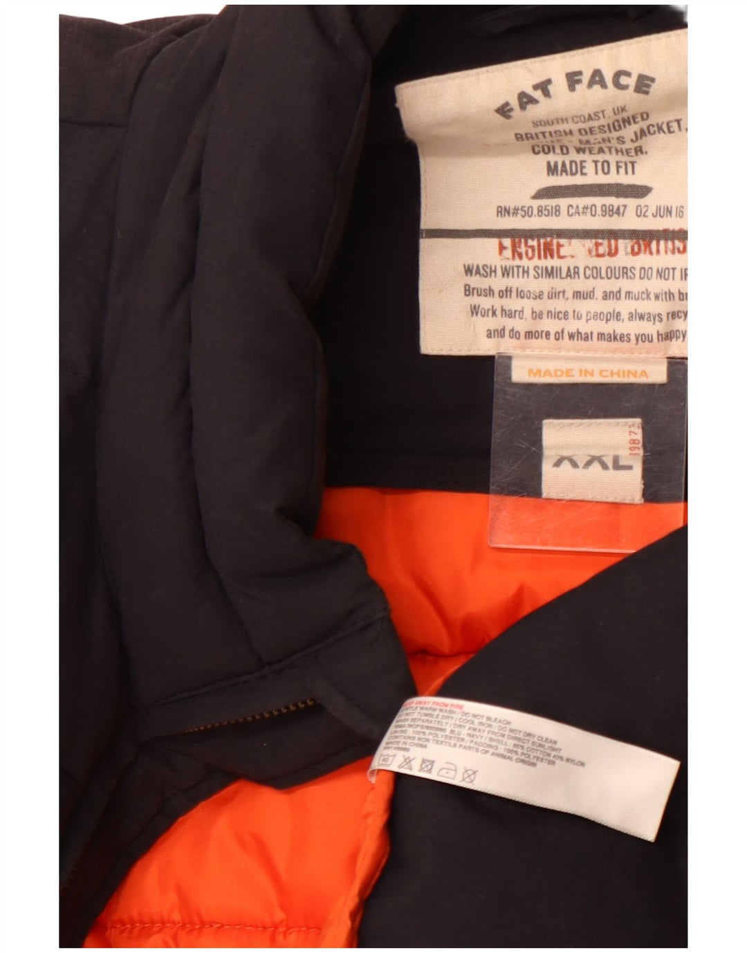 FAT FACE Herre polstret jakke UK 44 2XL Sort Bomuld