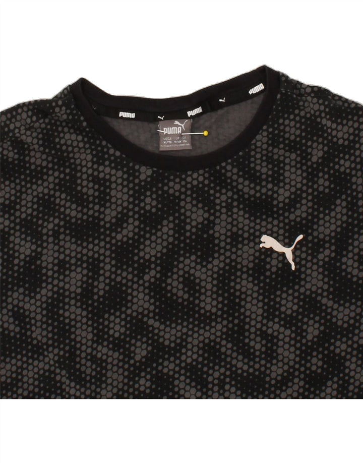 PUMA Girls Abstract Pattern Graphic T-Shirt Top 15-16 Years Grey Vintage Puma and Second-Hand Puma from Messina Hembry 