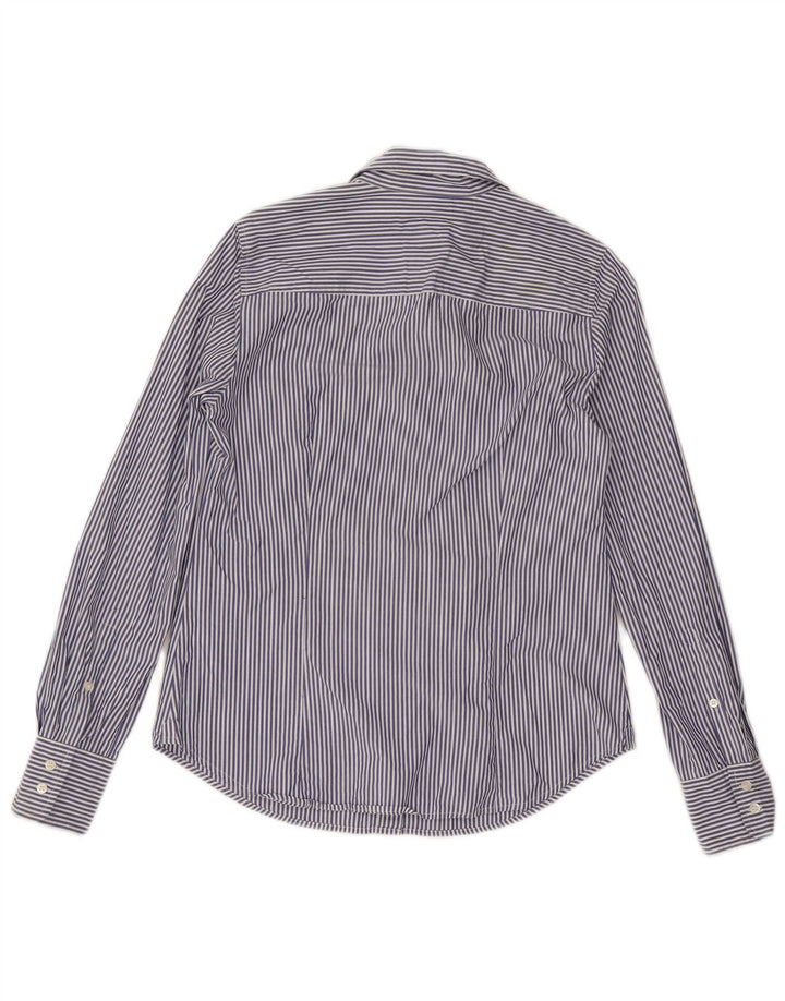 J. Crew Womens Perfect Fit skjorte US 6 Medium Blue Pinstripe Cotton