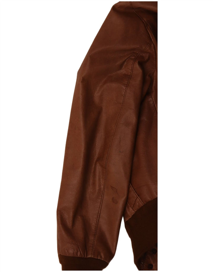 VINTAGE Herre Crop Bomber Jacket UK 36 Small Brown Colourblock