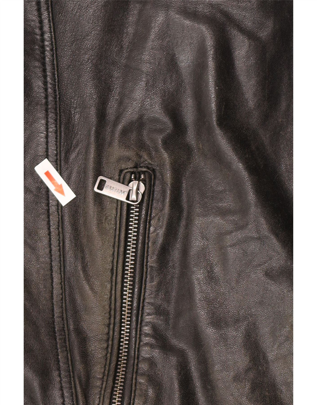Mustang Herre Læder Racer Jakke UK 44 2XL Sort Læder