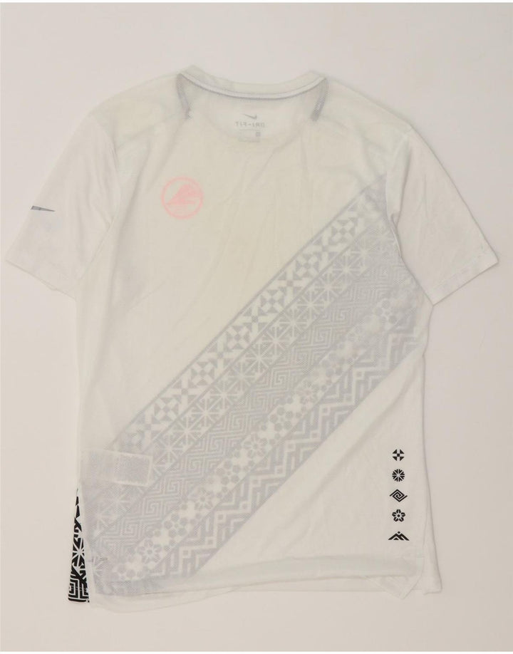 Nike Herre Dri Fit T-shirt Top Lille hvid geometrisk polyester