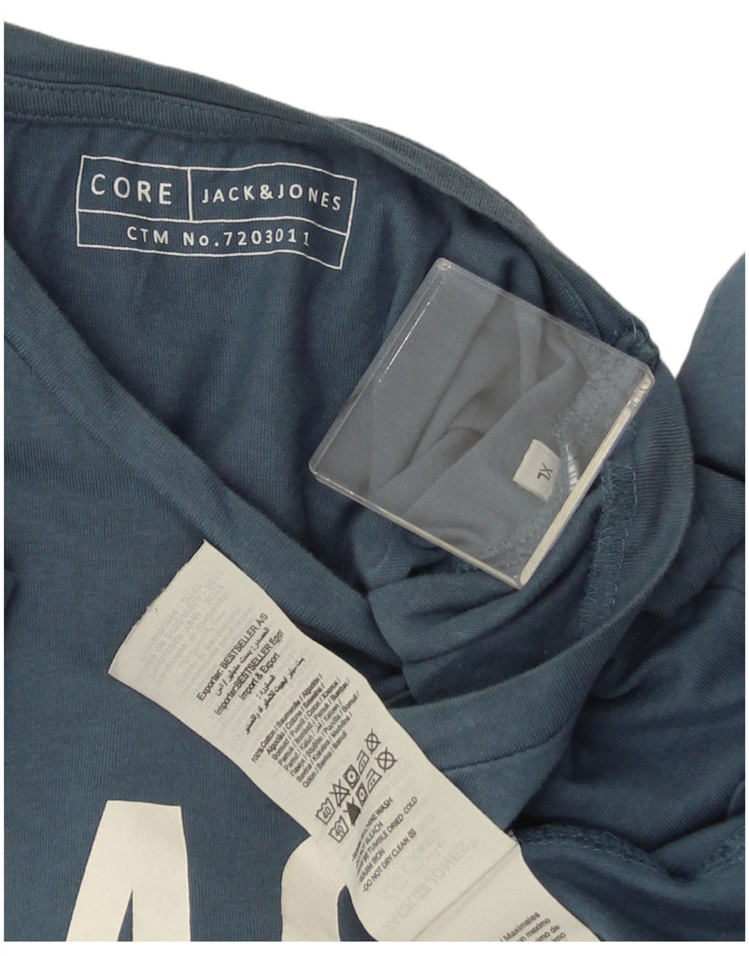 JACK & JONES Herre grafisk T-shirt Top XL Blå Bomuld