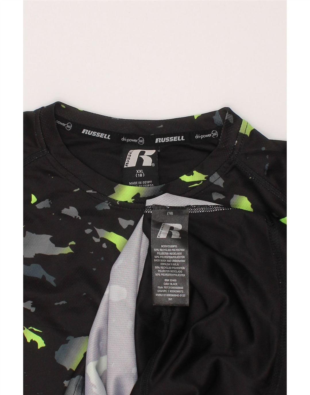 RUSSELL ATHLETIC Drenge Dri-Power T-Shirt Top 15-16 år 2XL Sort