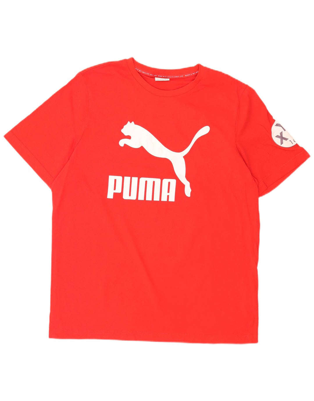 Puma Herre Grafisk T-Shirt Top Stor Rød Bomuld