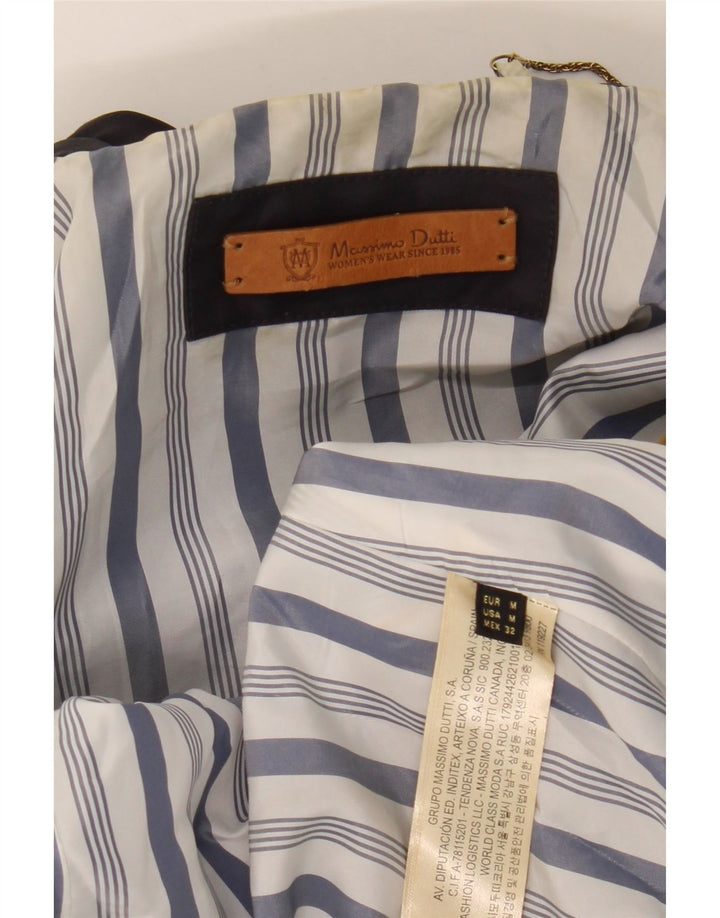 Massimo Dutti Dame Trench Coat UK 12 Mellem marineblå bomuld
