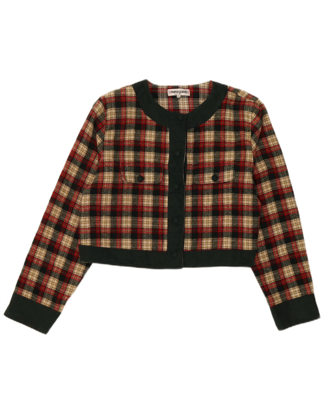 Enara Camice Dame 5 Buttons Crop Blazer Jacket UK 14 Medium Red Check