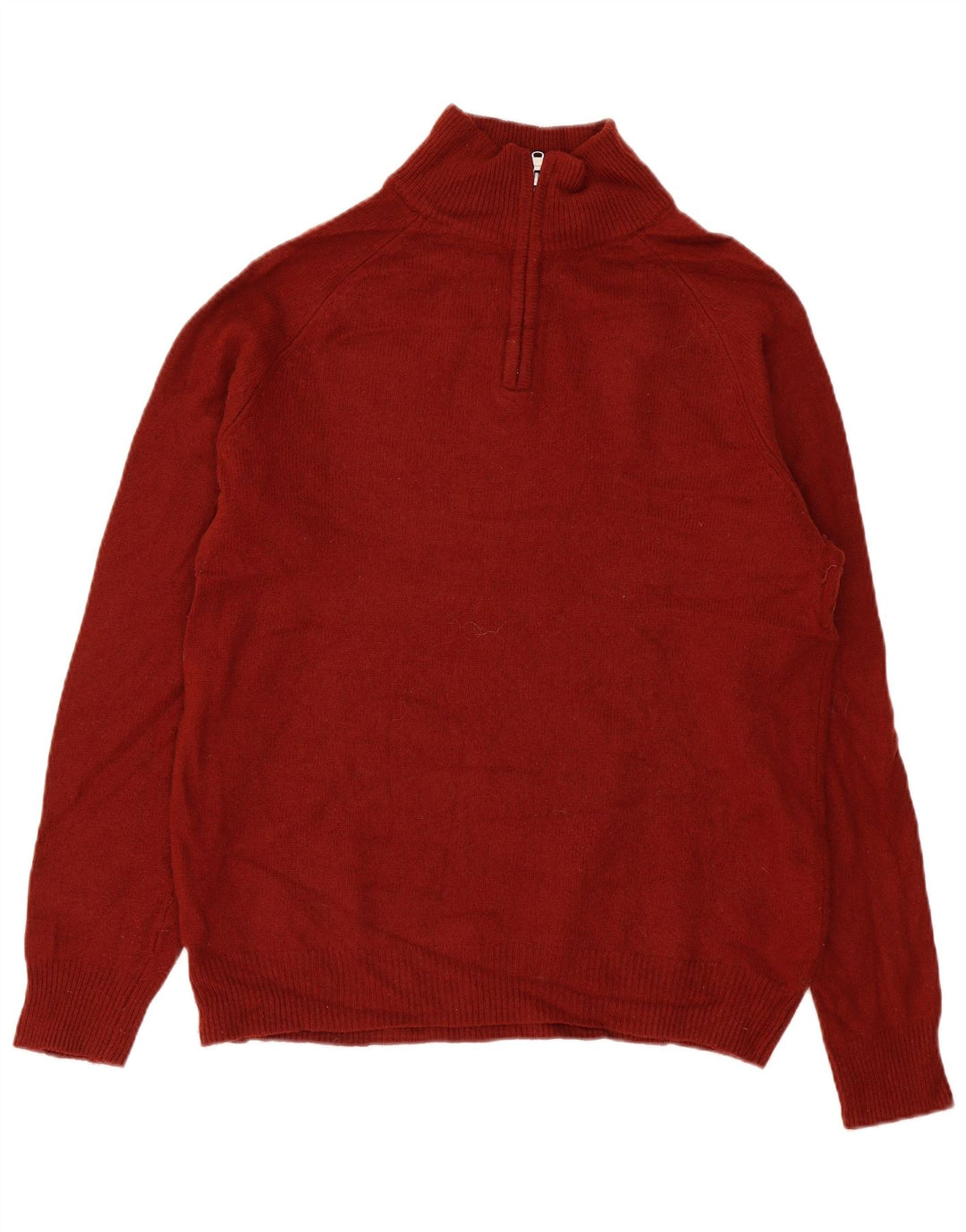 John Lewis Herre Zip Neck Jumper Sweater XL Rød lammeuld