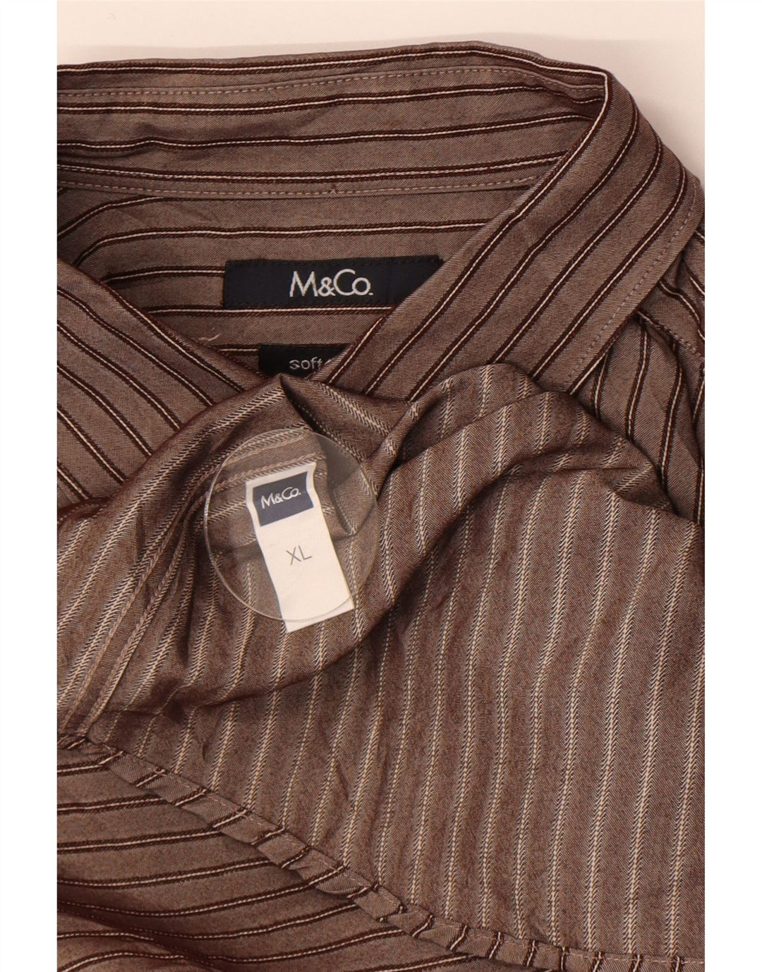 M&Co herreskjorte XL brun stribet viskose