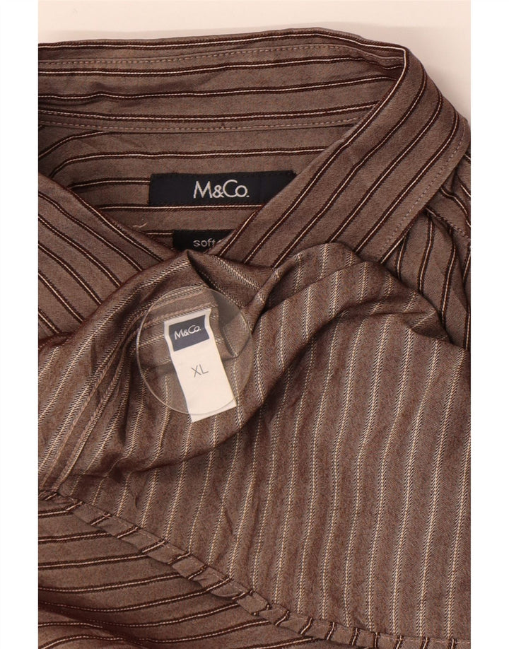 M&Co herreskjorte XL brun stribet viskose