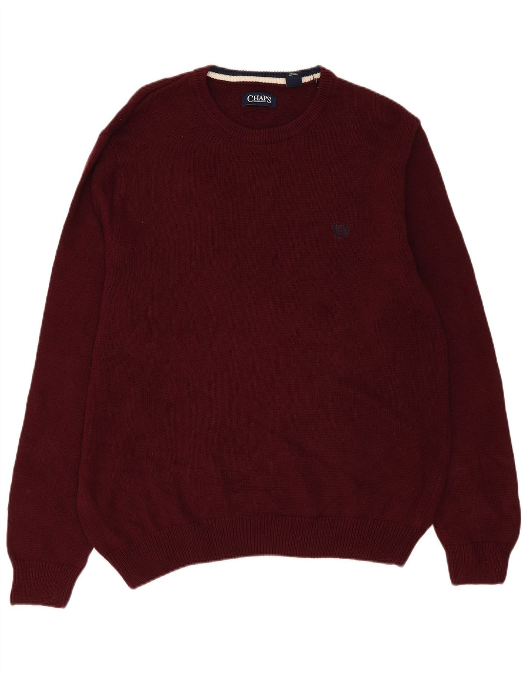 Chaps Herre Crew Neck Jumper Sweater XL Bourgogne bomuld