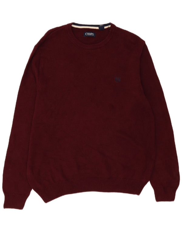 Chaps Herre Crew Neck Jumper Sweater XL Bourgogne bomuld