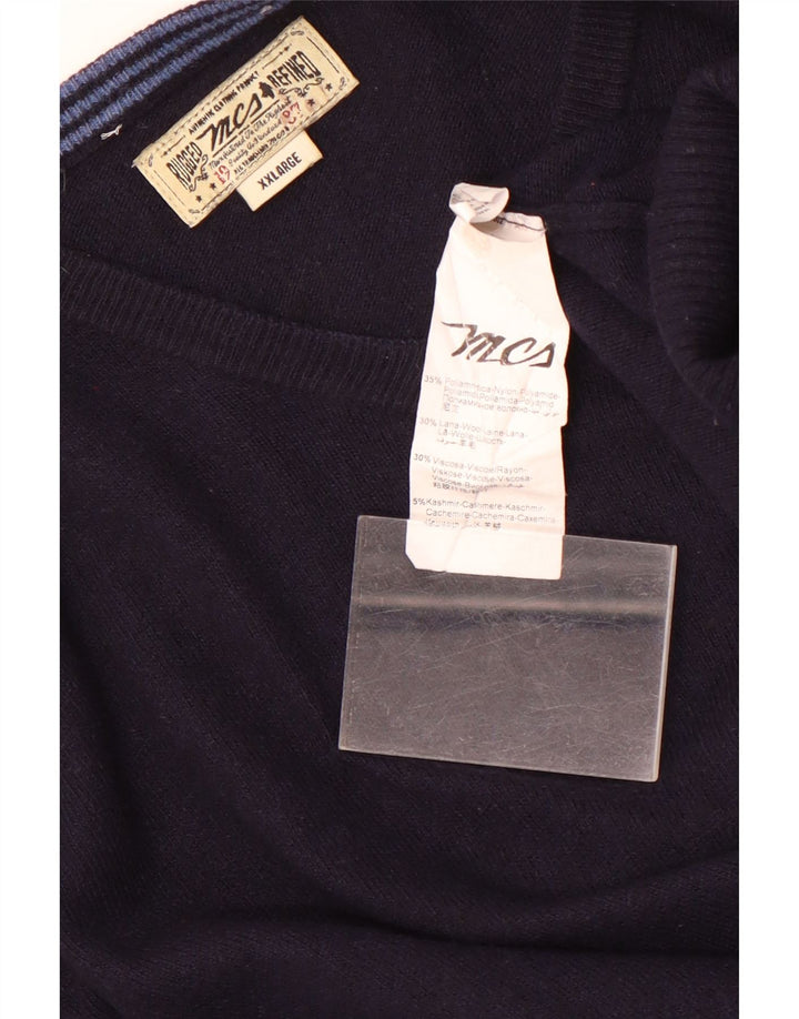 Marlboro Classics Herre V-hals sweater 2XL marineblå polyamid