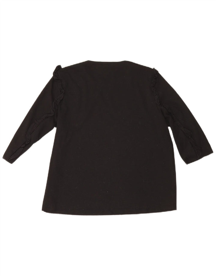 Zara Dame Top 3/4 ærmer UK 16 Large Black Bomuld