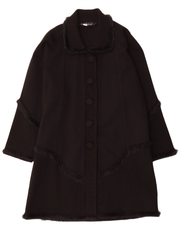 Vintage strik overfrakke til kvinder UK 16 Large Black Classic