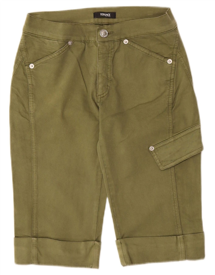 Versace Cargo Shorts til kvinder IT 38 XS W24 Khaki Bomuld
