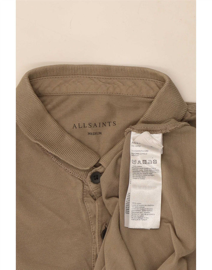 All Saints Langærmet Polo Shirt til mænd Medium Beige Bomuld