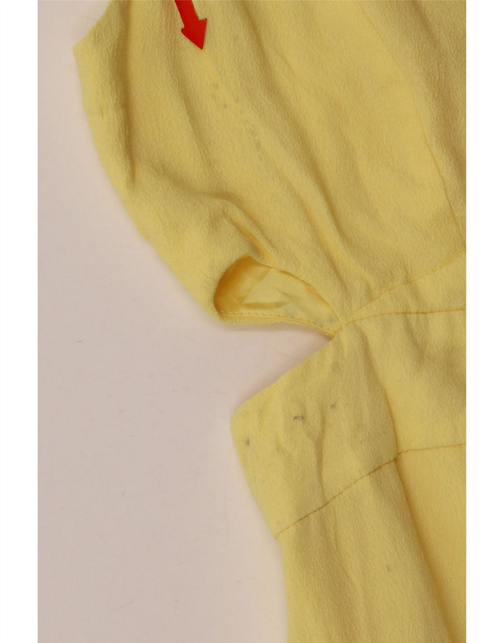 French Connection Dame ærmeløs Maxikjole UK 12 Medium Yellow Viscose
