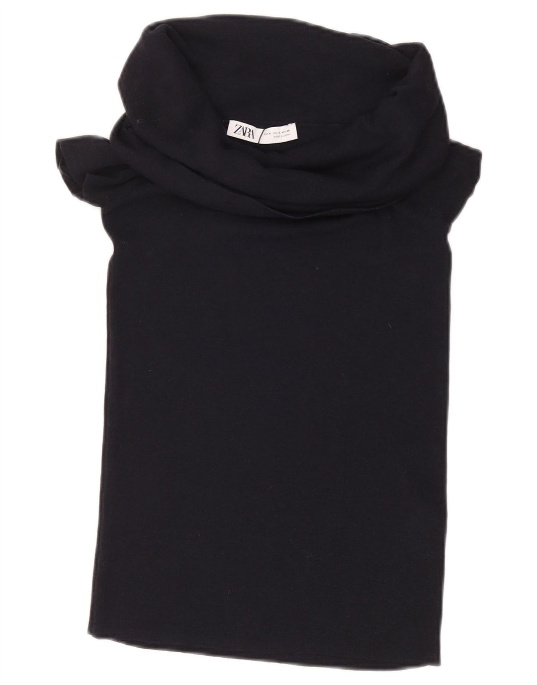 ZARA Womens Crop Bluse Top UK 12 Medium Black Viscose