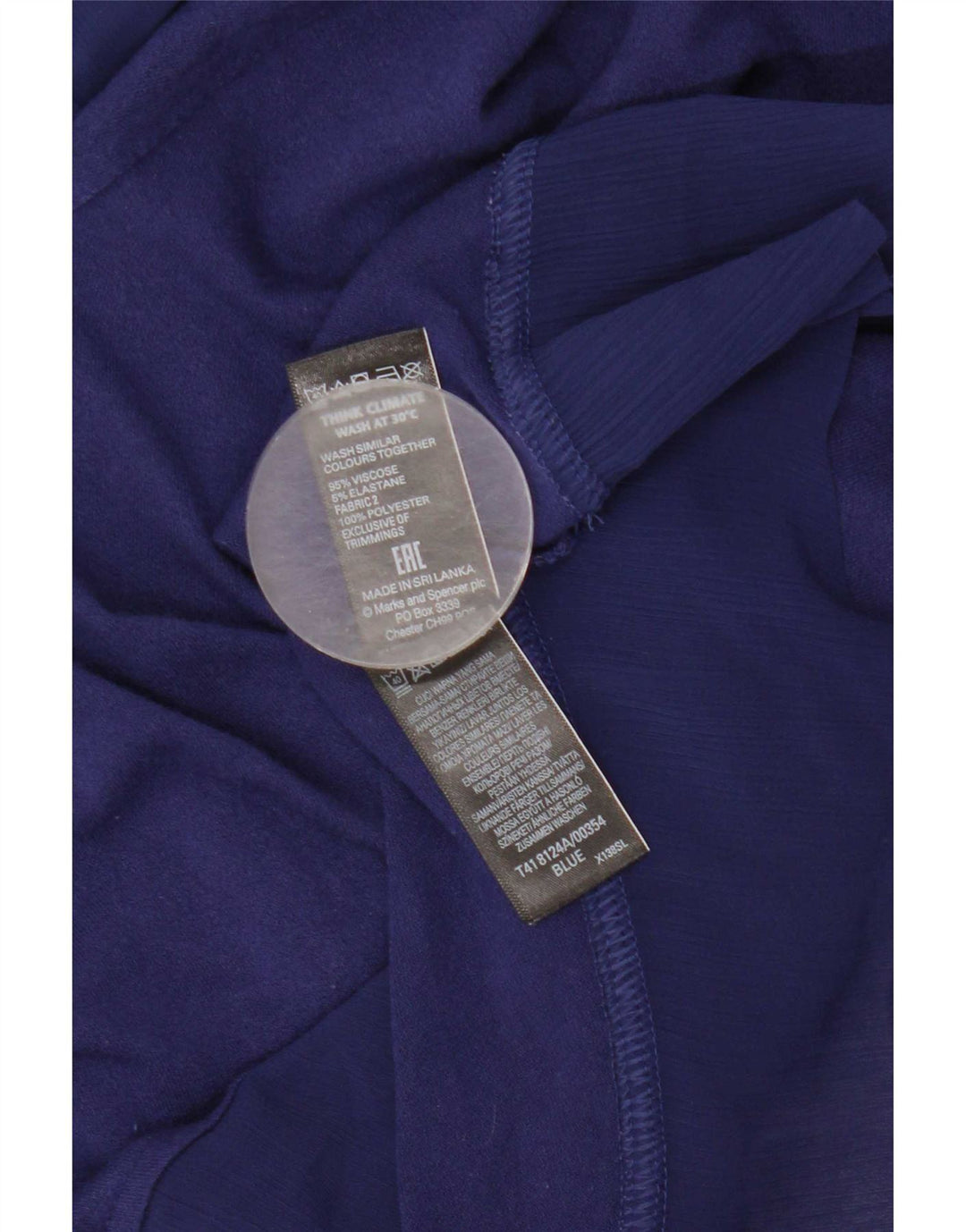 Marks & Spencer Damebluse Top UK 16 Large Navy Blue Viscose