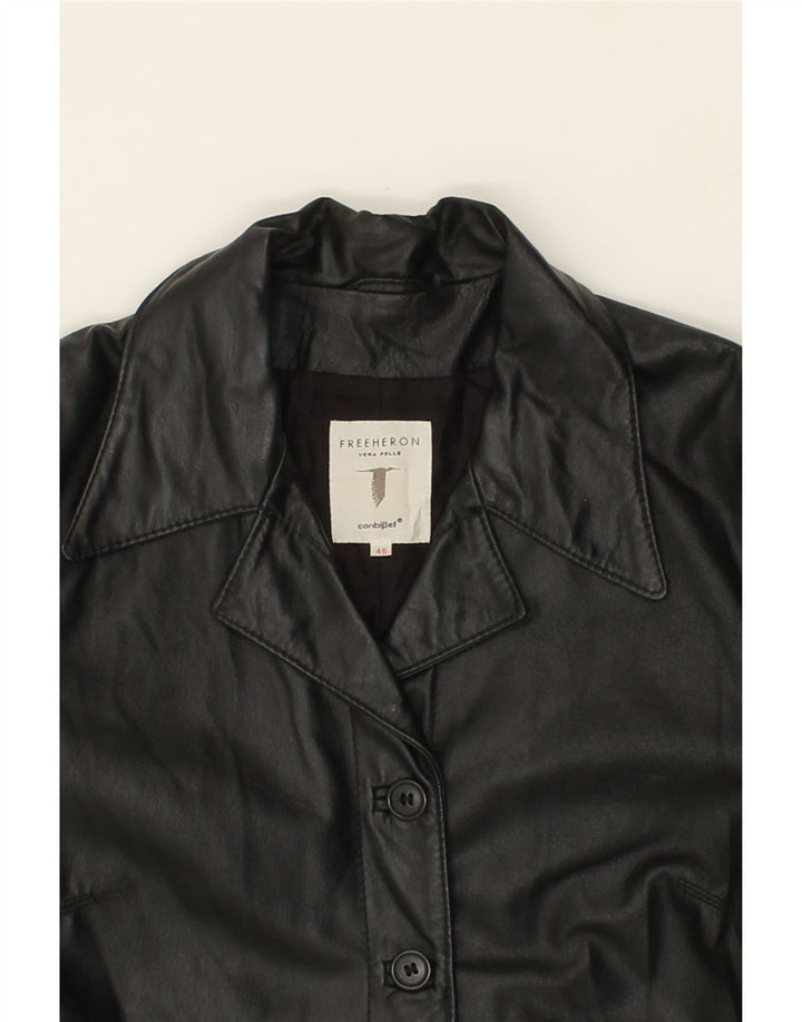 CONBIPEL Womens Leather Jacket IT 46 Large Black Leather Vintage Conbipel and Second-Hand Conbipel from Messina Hembry 