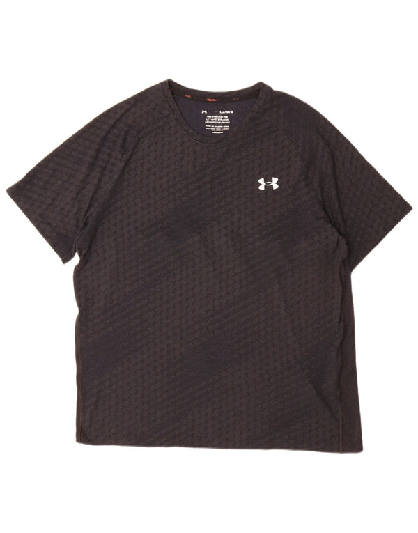Under Armour Herre Heat Gear Grafisk T-Shirt Top Stor Sort Geometrisk