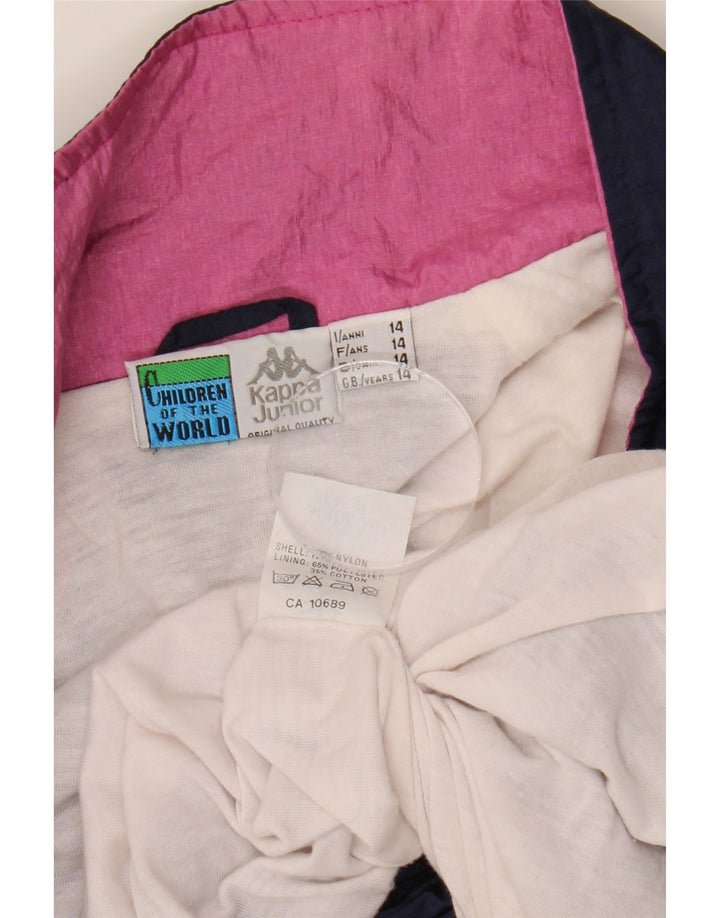 KAPPA drenge grafisk træningsdragt topjakke 13-14 år marineblå farveblok