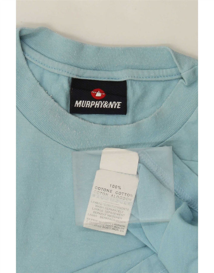 Murphy & Nye Herre Grafisk T-Shirt Top Stor Blå Bomuld