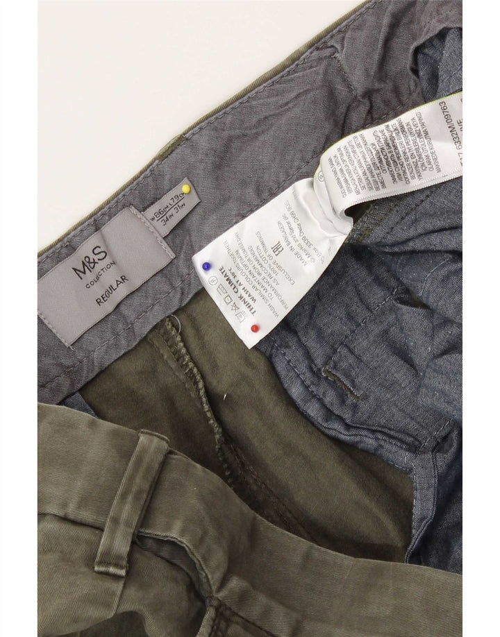 Marks & Spencer Herre Regular Fit Chinobukser W34 L31 Khaki Bomuld