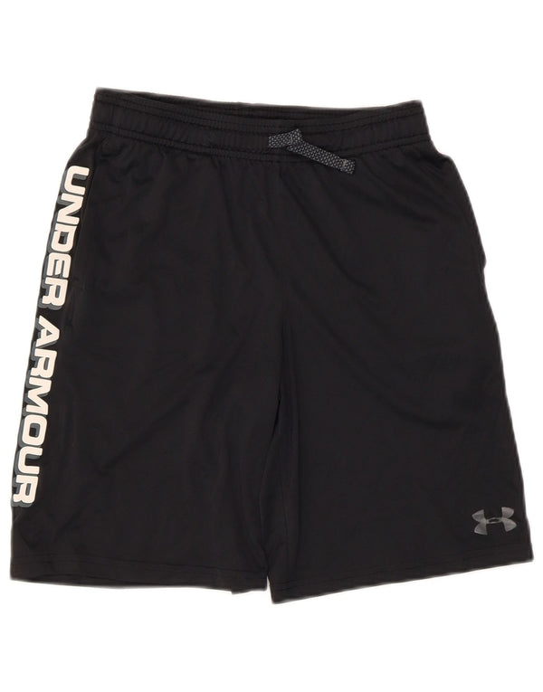 Under Armour Boys Heat Gear Graphic Sports Shorts 11-12 Years Large Black